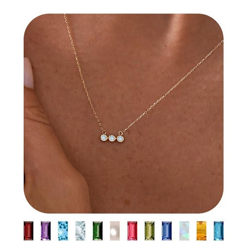 Title 2, 12 Birthstone Pendant Necklace Colorful Fashion...
