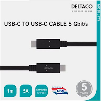 Kabel Deltaco USB-C til USB-C 1m (Org.nr.USBC-1501M)