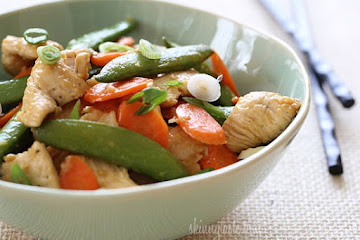 Spring Stir Fried Chicken with Sugar Snap Peas and Carrots