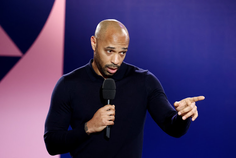 Former international and now France Under-23 coach Thierry Henry during the draw for the Paris 2024 Olympics men's football tournament at in Saint-Denis in Paris, France on Wednesday. REUTERS/Stephanie Lecocq