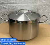 Nồi Inox 2 Quai Cao Cấp 3 Đáy _ Dung Tích: 4.9Lít _ [ Kt: 24Cm X 14Cm ]