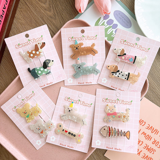 Title 7, Cute Cartoon Acrylic Cat Barrettes for Girls, a...