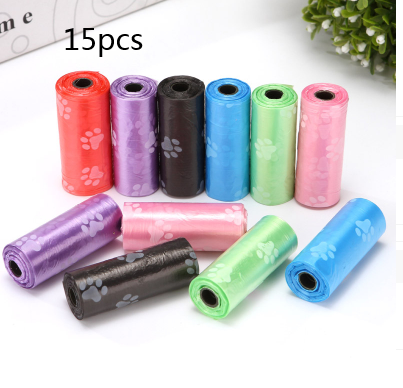 Sacs poubelle pour chiens en gros avec empreintes de pattes, 15 pcs/rouleau, nettoyage des déchets canins, pratiques et résistants.