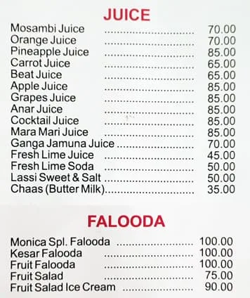 Monica Fresh n Juice menu 