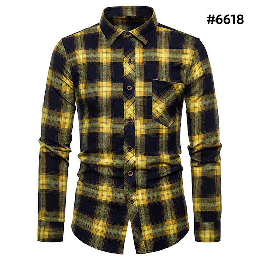 Title 3, Classic Plaid Contrast Print Casual Long Sleeve...