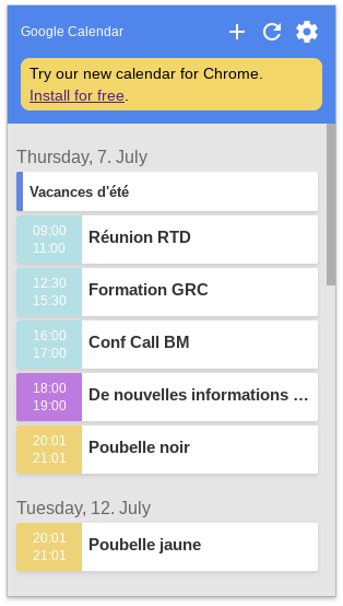 Accéder à tous nos agenda Google dans Chrome