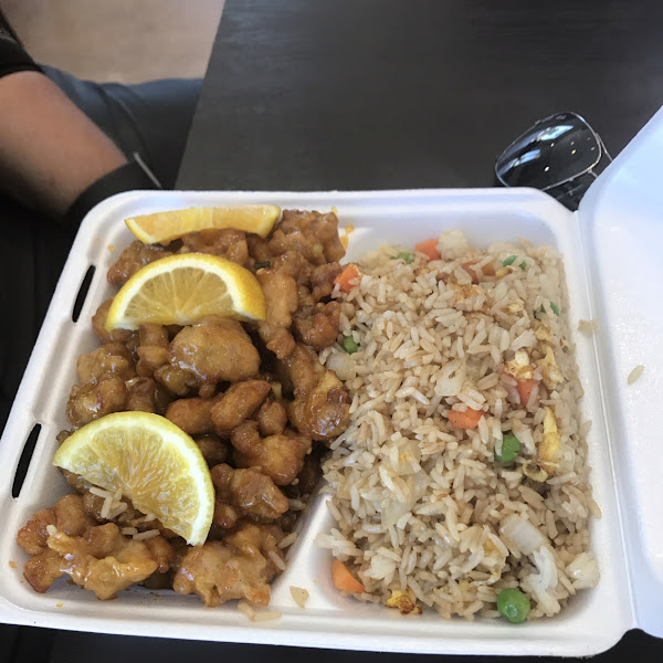 Orange Chicken and fried rice was as delicious as it looks! Prefect gluten free meal!