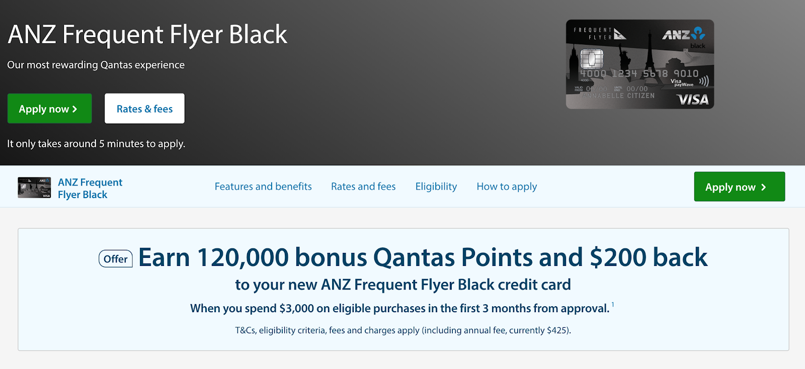 ANZ Qantas Frequent Flyer Black
