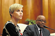 President Jacob Zuma and Hollywood actress Charlize Theron spoke to the press after meeting at the Union Buildings in Pretoria yesterday. Zuma said Theron had 'very good and fresh ideas' on protecting children from disease