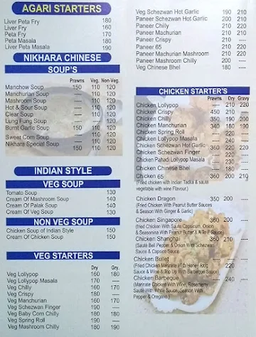 Nikhara menu 