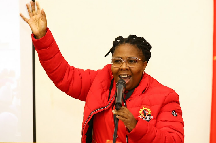 Numsa former deputy president Ruth Ntlokotse delivers a speech at the Braamfontein Recreational Centre in Johannesburg, August 5 2022. Picture: LUBA LESOLLE/GALLO IMAGES