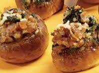 Sausage, cheese and spinach stuffed mushrooms