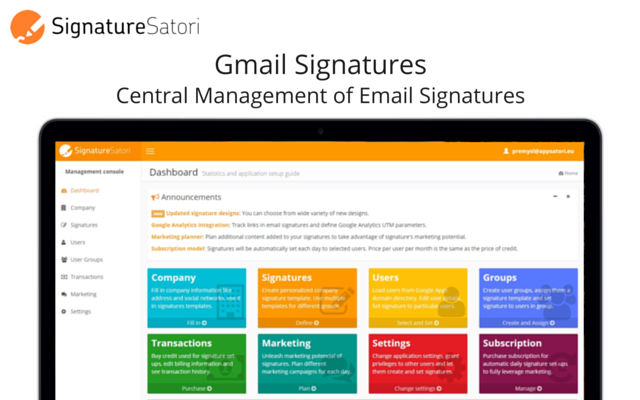 Screenshot of SignatureSatori - Email signature management for Gmail