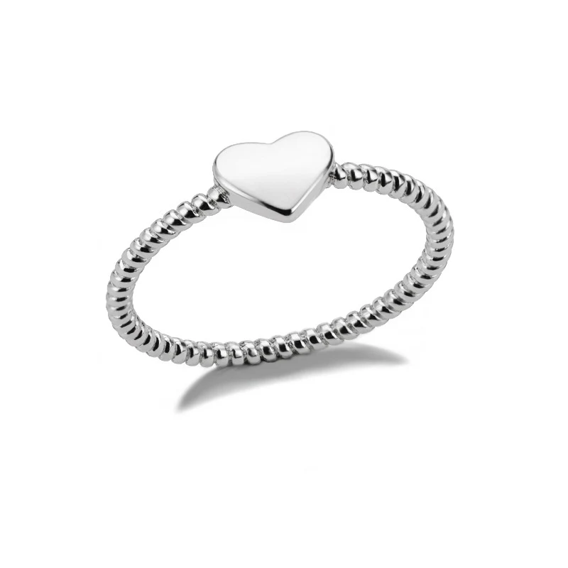 Bague Cœur Tendance pour Femme Nouveau Design Élégant Bijou Idéal Cadeau Romantique Brillance Durable Acier Inoxydable