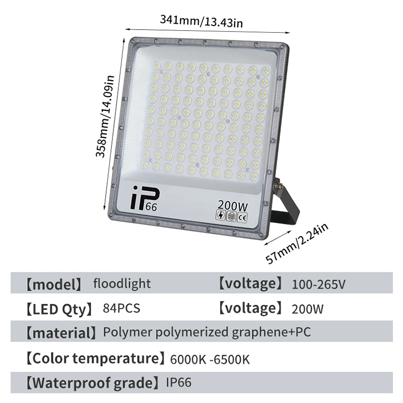 LED-Flutlicht, wasserdicht für Außen, starkes Licht, ultrahell für Baustellen, Fabriken, Wohnmobile und Räume. Suchscheinwerfer.