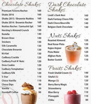 Shakes Cyclone menu 