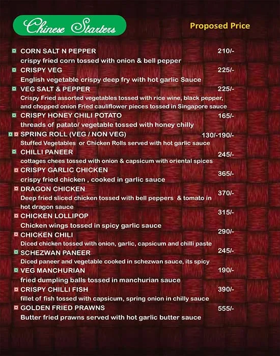 Hotel Howdy menu 