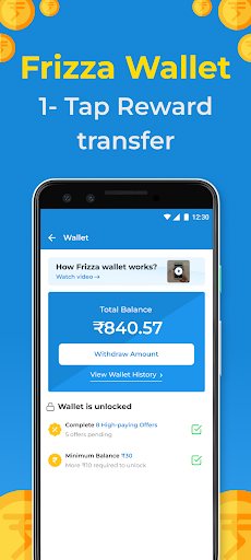 Screenshot Money earning app Frizza