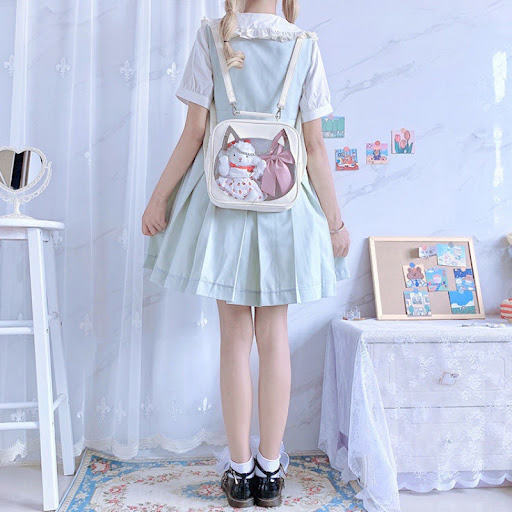 Title 3, Cute Japanese Cat Cotton Doll Out Bag Transpare...