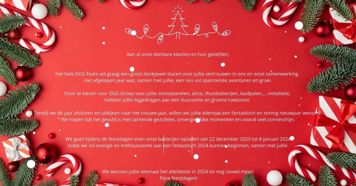 Kerst,verlof,zonnepanelen,batterij,laadpaal,DGS