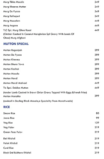 TLC - The Loving Chef menu 
