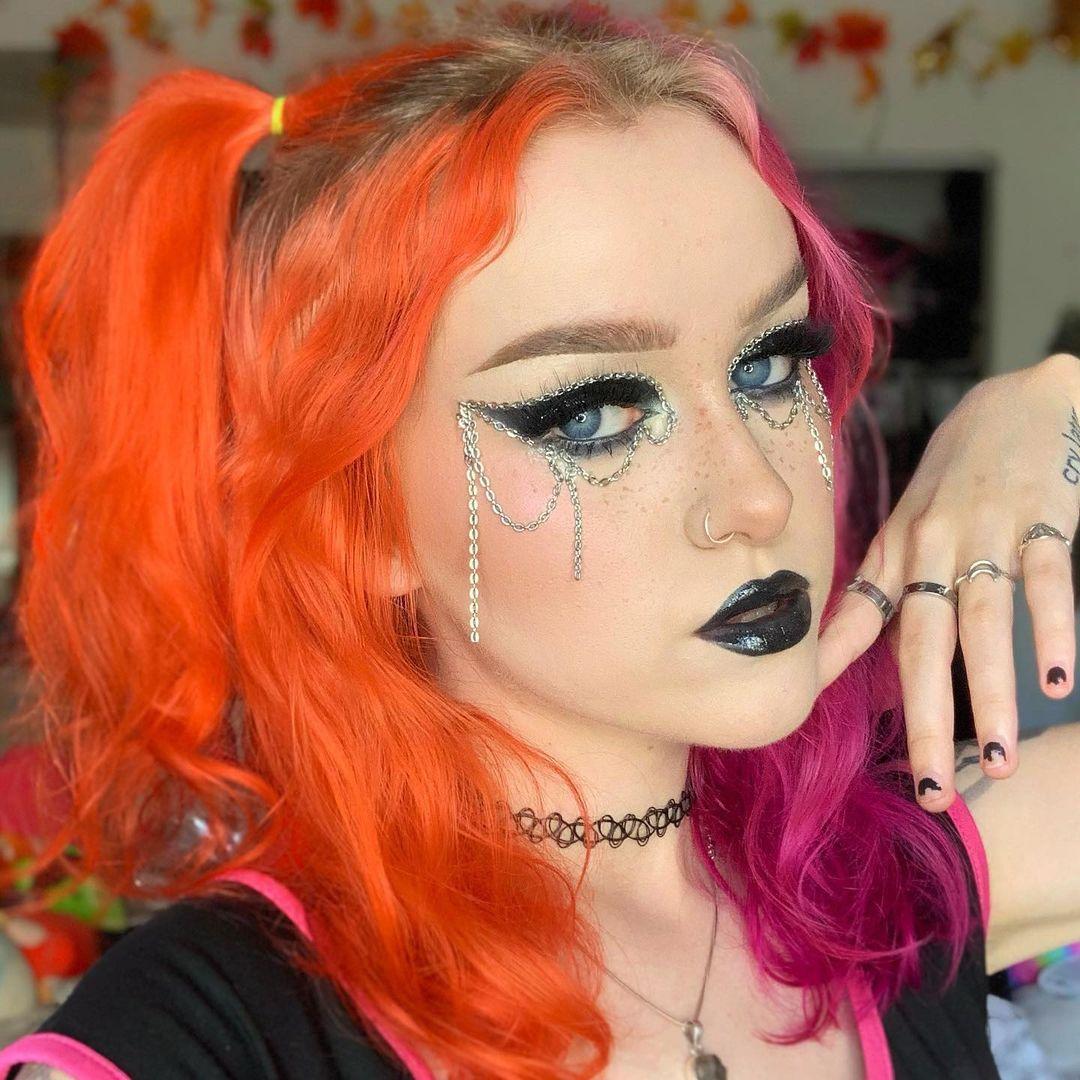 Black Emo Makeup with Chains