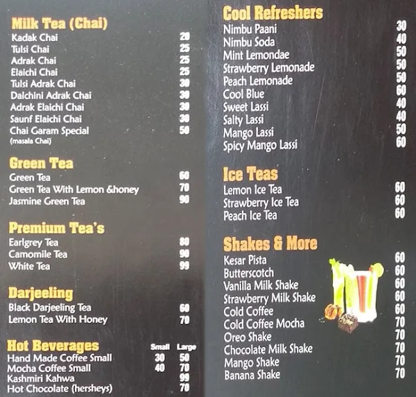 Chai Garam menu 