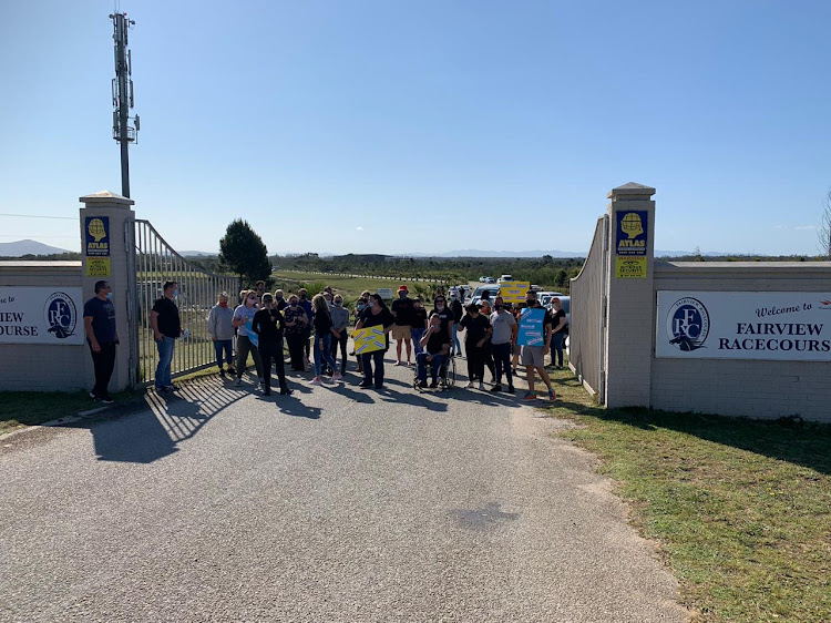 Protest organizer Monique van der Berg said the gathering was a vigil and silent memorial for a horse who died following violent protests at the racing track in Greenbushes on Thursday morning.