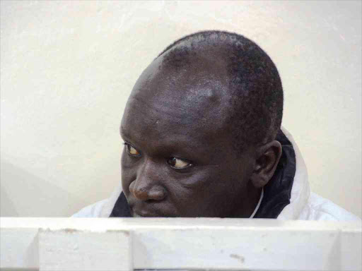 middle-aged man Pius Chelagat in Kabarnet magistrate court after he was arrested on 10th May 2016 from Baringo North Sub-county for spreading scaring information that al-shabaab melitia group were planning to strike major towns of the county. PHOTO/JOSEPH KANGOGO