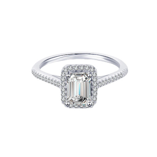 Title 3, Silver Plated Platinum D Color Wedding Ring for...