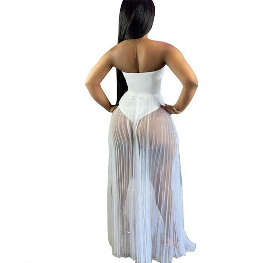 Title 6, Sexy Mesh See-through Dress With Wrapped Chest,...
