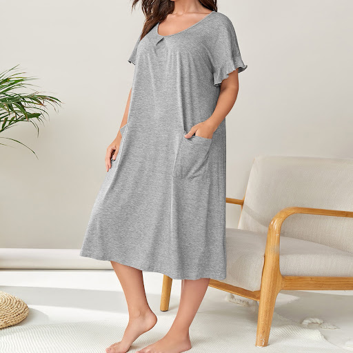 Title 6, Womens Short Sleeve Loose Round Neck Pocket Ho...