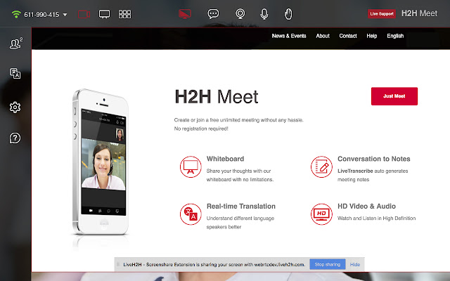 LiveH2H - Screenshare & Recording Extension chrome extension