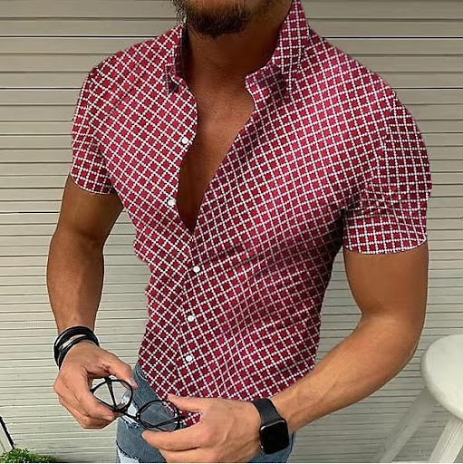 Title 3, Mens Plaid Short Sleeve Shirt Casual Plus Size...