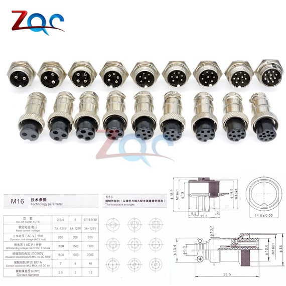 Đầu Nối Dây Điện Gx16 2 / 3 / 4 / 5 / 6 / 7 / 8 / 9 / 10 Pin Đầu Cắm Và Ổ Cắm L70 - 78 Avi