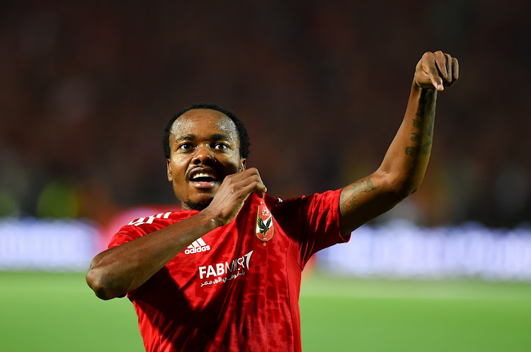 Percy Tau of Al Ahly during the 2022-23 Caf Champions League final, first leg match against Wydad Athletic at Cairo International Stadium in Egypt on June 4 2023.