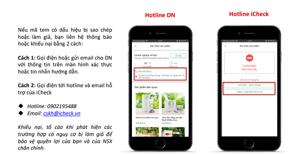 Liên hệ iCheck để kiểm tra hoặc khiếu nại sản phẩm
