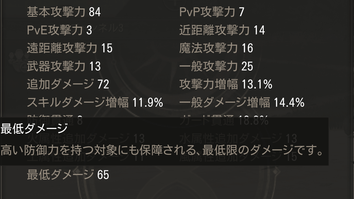 ダメージの最低値を保証するステータス