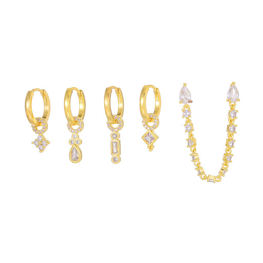 Title 5, Geometric Micro Inlaid Zircon Ear Clip Fashion,...