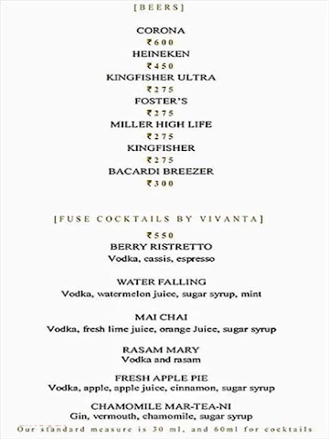 Taj Yeshwantpur - Bengaluru menu 