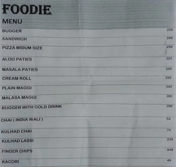 Foodie menu 