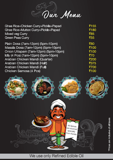 Kerala Kuisine menu 