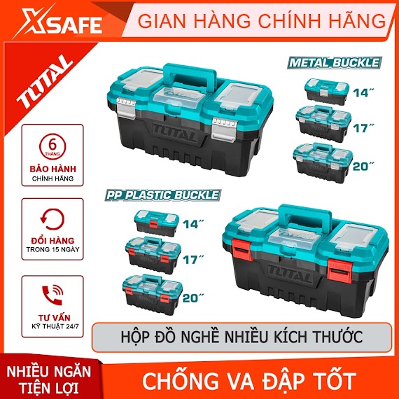 Hộp Đựng Đồ Nghề Total Kích Thước 14 - 20Inch Thùng Dụng Cụ Nhựa Pp Cứng Cáp, Chịu Lực Tốt Độ Bền Cao, Nhiều Ngăn Tiện Lợi