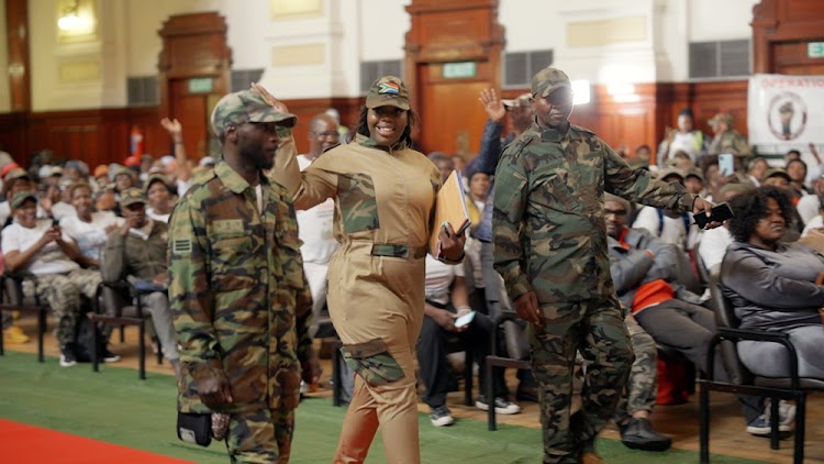 Members of Operation Dudula at a meeting in Gauteng.