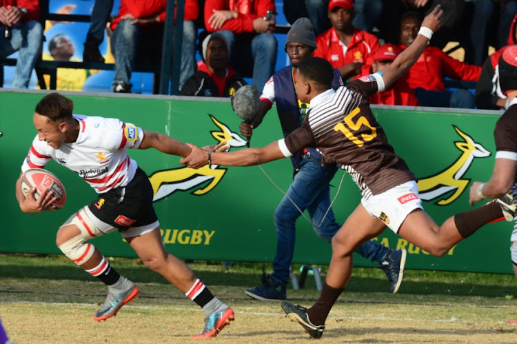 David Cary of the Golden Lions and Jason Raubenheimer of Border during the match betyween the Golden Lions and Border on day 1 of the 2017 U/18 Coca-Cola Craven Week at St Stithians College on July 17, 2017 in Johannesburg, South Africa.