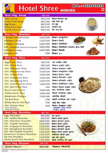 Shri Canteen menu 