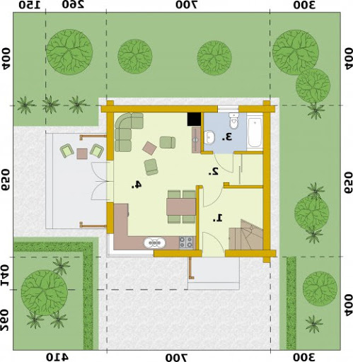 Orlean 7 Projekt Domu Letniskowego Z Bali Drewnianych - Rzut parteru