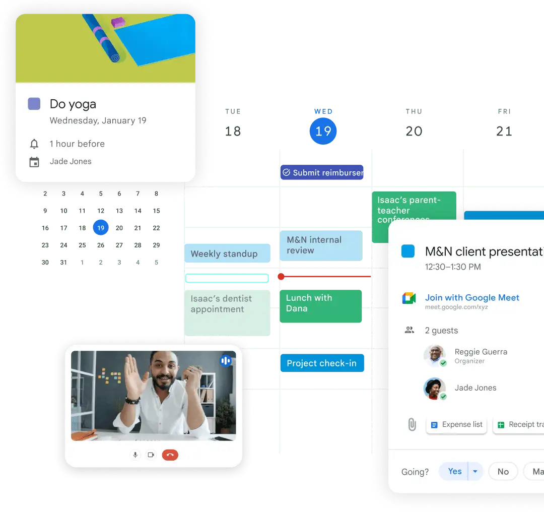 Calendario que se puede compartir con Google Workspace.