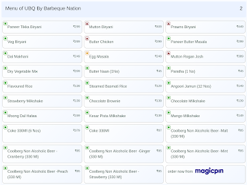 UBQ By Barbeque Nation menu 