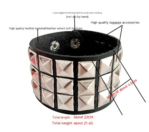 Title 1, Three-Row Rivet Square Bracelet — Stylish Acces...